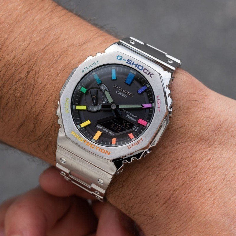 G SHOCK M2110D3A SILVER BLACK COLORFUL HOUR MARKERS WATCH