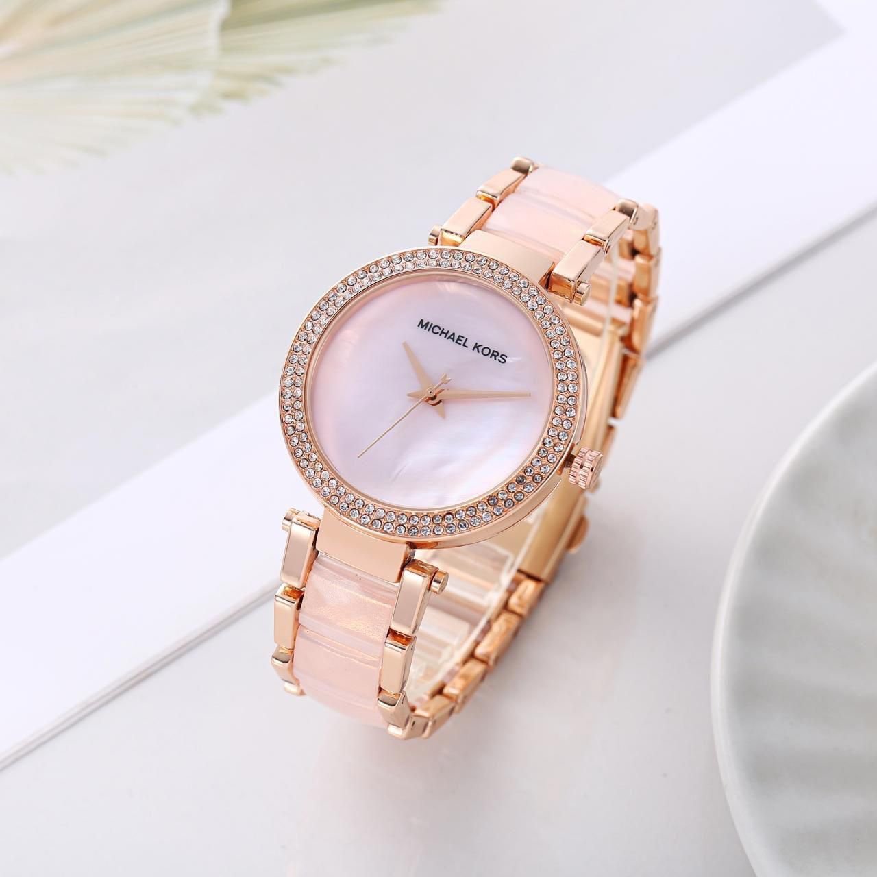 Michael Kors Parker Pavé Watch – Elegant Crystal Designer Timepiece (Rose Gold)