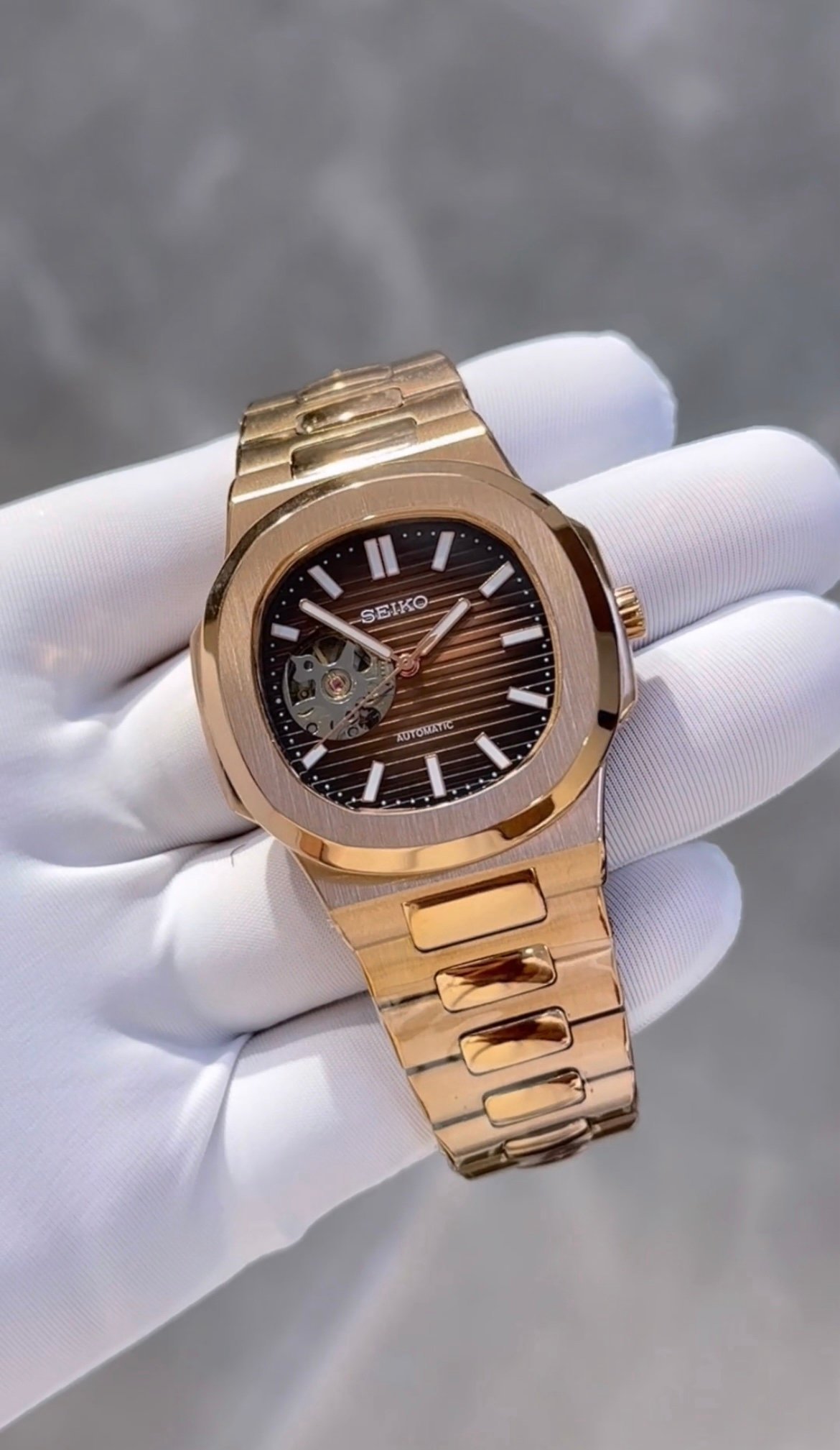 SEIKO NAUTIKO Mod Nautilus – Luxury Inspired Automatic Watch (MASTERCOPY EDITION) (BROWN)